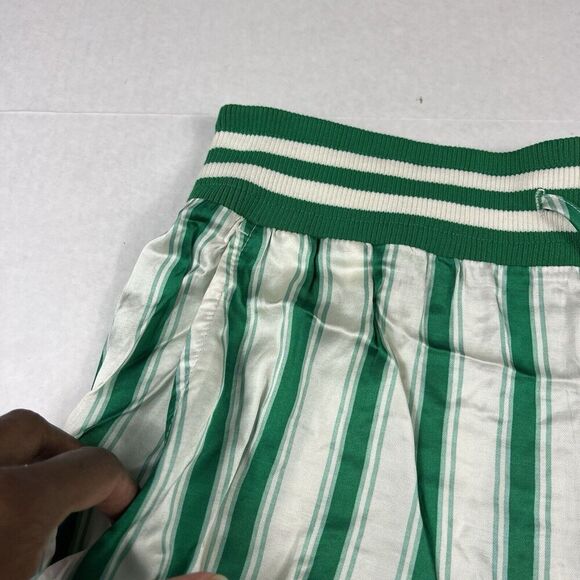 Anthropologie Womens Satin Shorts Striped High Rise Lightweight Drawstring SMALL - Picture 3 of 11